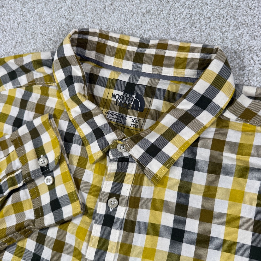 The North Face Button Down Mens XXL Yellow Plaid Long Sleeve Shirt